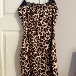 SHEIN Animal Print Dress with Black Lace